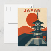 Retro Japanese Shrine Pagoda Travel Postkarte (Vorne/Hinten)