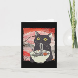 Retro Japanisch Cat Eating Ramen Funny Noodles Karte
