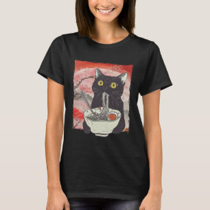 Retro Japanisch Cat Eating Ramen Funny Noodles T-Shirt