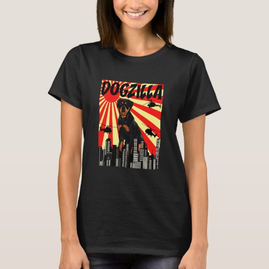 Retro Japanisch Dogzilla Rottweiler T-Shirt (Vorderseite)