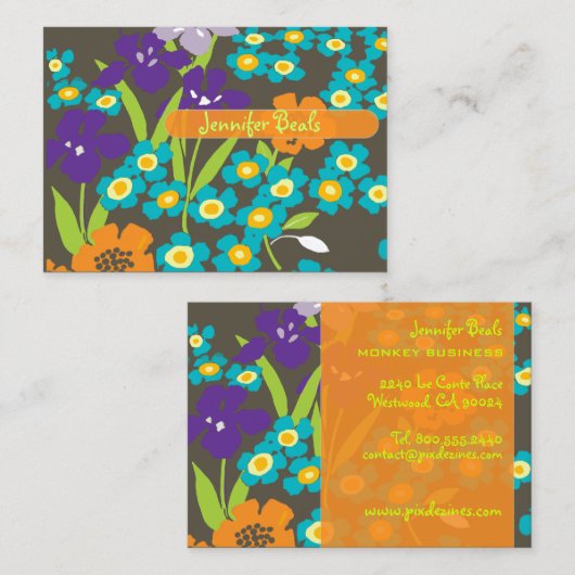 Retro Japanisch Iris Visitenkarte (Vorne/Hinten)