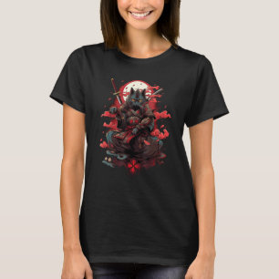 Retro Japanisch Katze Samurai Tattoo Grafik Ninja T-Shirt