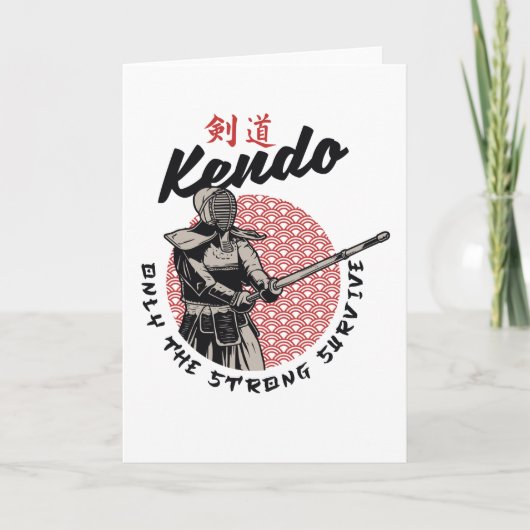 Retro Japanisch Kendo - Nur das starke Überleben Karte (Vorderseite)