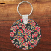 Retro Japanisch Kimono Origami SakuraBlumenmuster Schlüsselanhänger (Vorderseite)