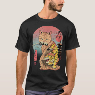 Retro Japanisch Samurai Ninja Cat Kawaii Tattoo Ca T-Shirt