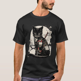 Retro Japanisch Samurai Ninja Cat Kawaii Tattoo Gr T-Shirt