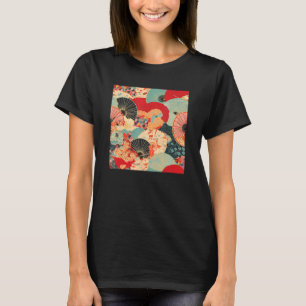 Retro japanische Blume Woodblock Abstrakt Floral P T-Shirt