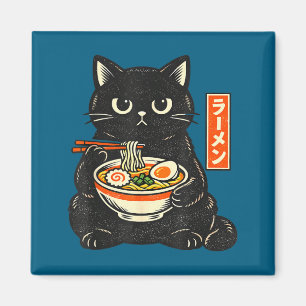 Retro japanische kawaii Ramen Katze die Nudeln iss Magnet