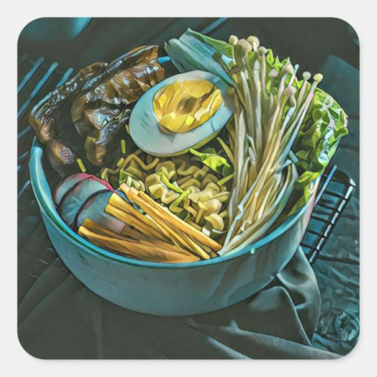 Retro japanische Kunst Quadratischer Aufkleber (Vorderseite)