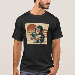 Retro japanische Kunst Wildtiere Süßer Schimpanse T-Shirt
