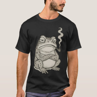 Retro japanische mürrische Frosch-Rauchpfeife Vint T-Shirt