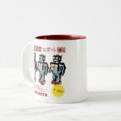 Retro Japanische Spielzeugroboterwerbung Zweifarbige Tasse (Vorderseite Links)