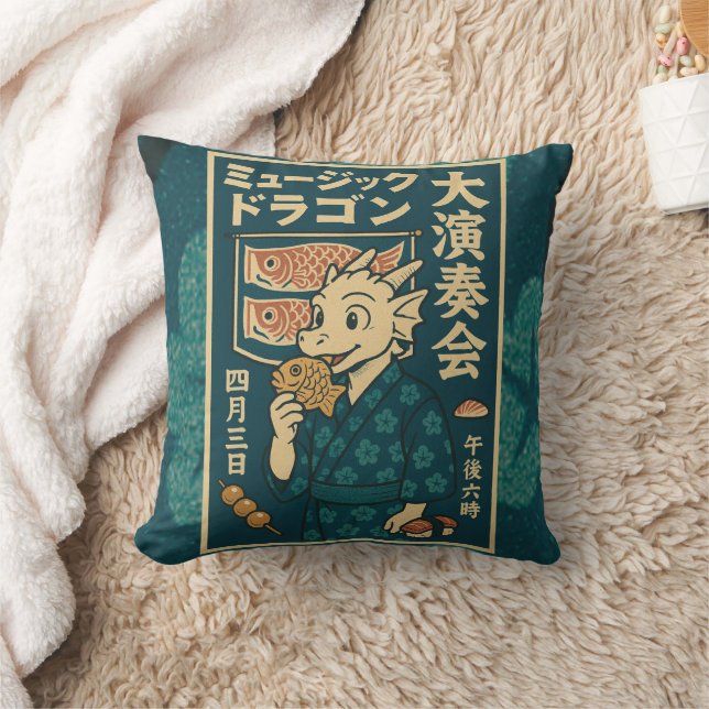 Retro japanischer Drache Kissen (Decke)