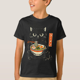 Retro japanischer kawaii Ramen-Katze die Nudeln is T-Shirt