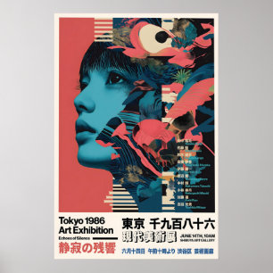 Retro-Japanischer Pop-Art-Druck Tokyo 1986 Ausstel Poster
