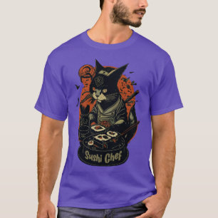 Retro JapanischInspired Feline Kulinarische Katze  T-Shirt