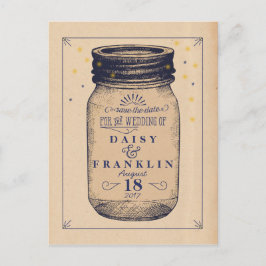 Retro Jar Save the Date - Telegrammstil - Marine Ankündigungspostkarte