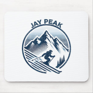 Retro Jay Peak Vermont Skifahren Skifahrer blau vi Mousepad