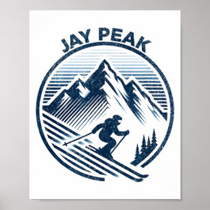 Retro Jay Peak Vermont Skifahren Skifahrer blau vi Poster