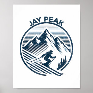Retro Jay Peak Vermont Skifahren Skifahrer Blau Vi Poster
