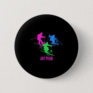 Retro Jay Peak Vermont Skiing Skier 90er Button