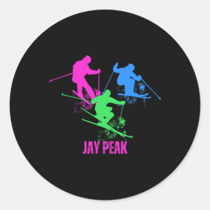 Retro Jay Peak Vermont Skiing Skier 90er Runder Aufkleber
