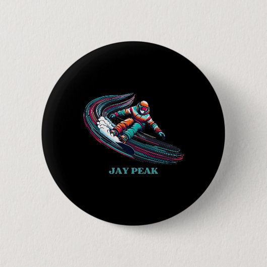 Retro Jay Peak Vermont Snowboarden Button (Vorderseite)