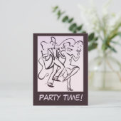 Retro Jazz Age Line Art Deko Pärchen tanzen Party Postkarte (Stehend Vorderseite)