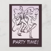 Retro Jazz Age Line Art Deko Pärchen tanzen Party Postkarte (Vorderseite)