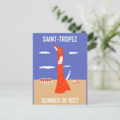 Retro Jazz age Saint Tropez Summer Beach Mode Postkarte (Stehend Vorderseite)