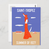 Retro Jazz age Saint Tropez Summer Beach Mode Postkarte (Vorne/Hinten)