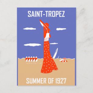 Retro Jazz age Saint Tropez Summer Beach Mode Postkarte