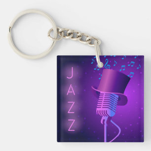 Retro Jazz Akryllischer Schlüsselanhänger mit Mikr