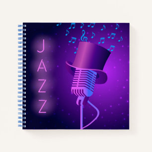 Retro Jazz Mic Square Notebook Notizblock