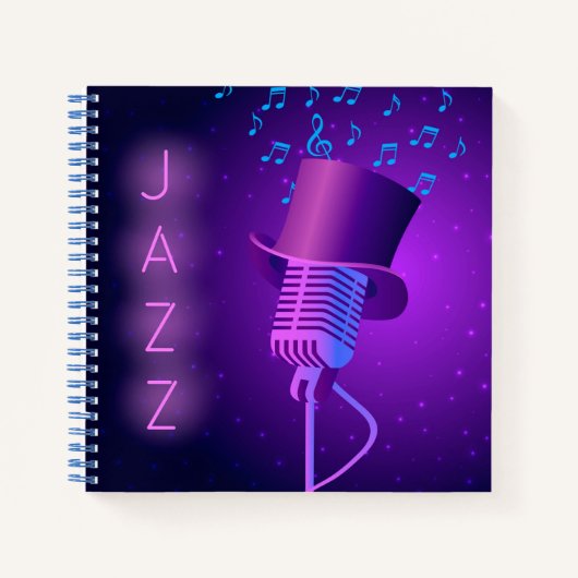 Retro Jazz Mic Square Notebook Notizblock (Vorderseite)
