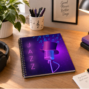 Retro-Jazz-Mikrofon-Quadrat-Notizbuch Notizblock