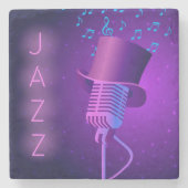 Retro Jazz Stone Untersetzer mit Mikrofon, Top Hat (Vorderseite)
