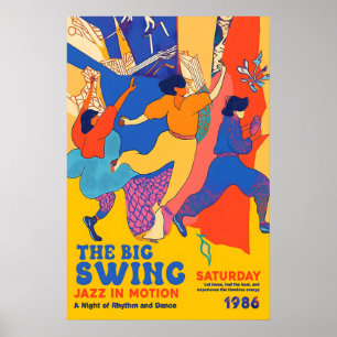 Retro-Jazz-Tanz-Kunstprint 1986 'The Big Swing' Poster