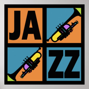 RETRO JAZZ-TROMPETE QUADRIERT PLAKAT