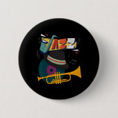 Retro Jazz Trumpets Funny Player Music Festival Ne Button (Vorderseite)