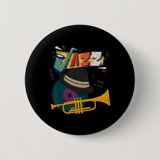 Retro Jazz Trumpets Funny Player Music Festival Ne Button (Vorderseite)