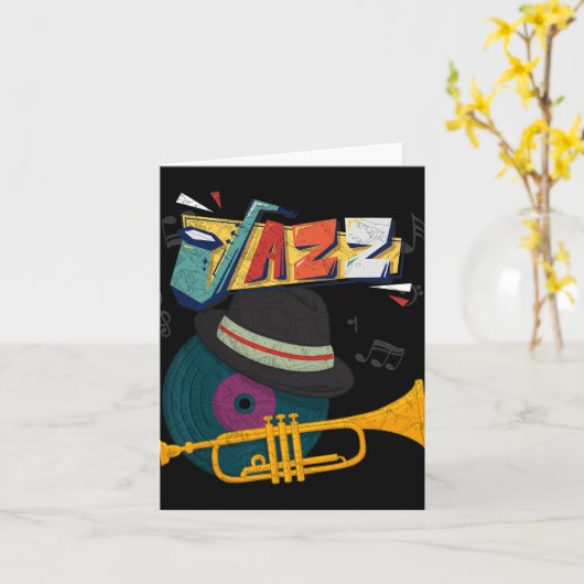 Retro Jazz Trumpets Funny Player Music Festival Ne Karte (Gelbe Blume)