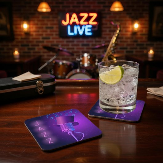 Retro Jazz Untersetzer mit Mikrofon, Top Hat