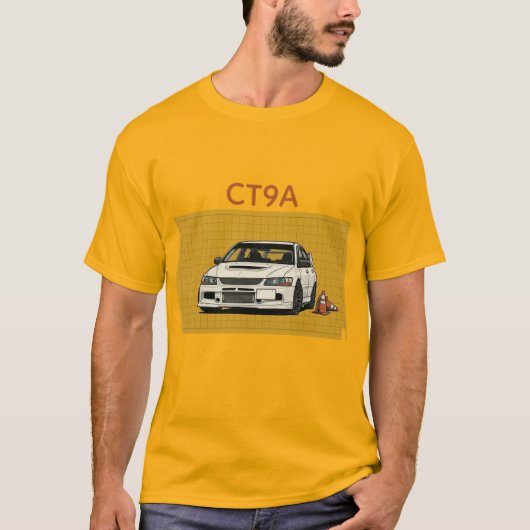 Retro JDM Lancer Evolution CT9A Blueprint JDM Auto T-Shirt (Vorderseite)