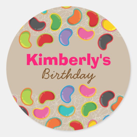 Retro Jellybeans Pop Candy Birthday Party Sticker (Vorderseite)