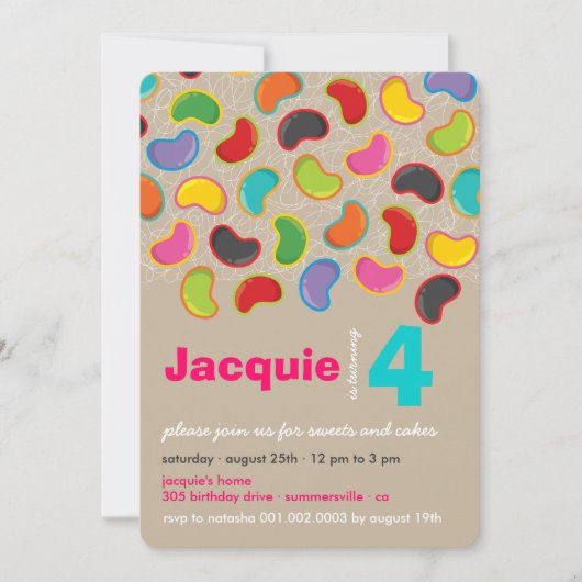 Retro JellybobohnenPop Sweet Candy Whimsical Gebur Einladung (Vorderseite)