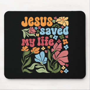 Retro Jesus Christus Rettete mein Leben Boho Flora Mousepad