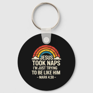 Retro Jesus hielt Nickerchen Mark Schrift Design Schlüsselanhänger