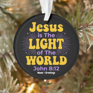 Retro Jesus ist das Licht der Welt Johannes 8,12  Ornament