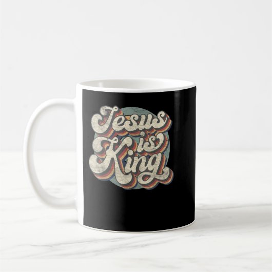 Retro Jesus ist König Christliche Bibel Religiöse Kaffeetasse (Links)